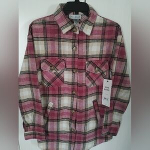 Love Poem Pink and Cream Plaid Shirt